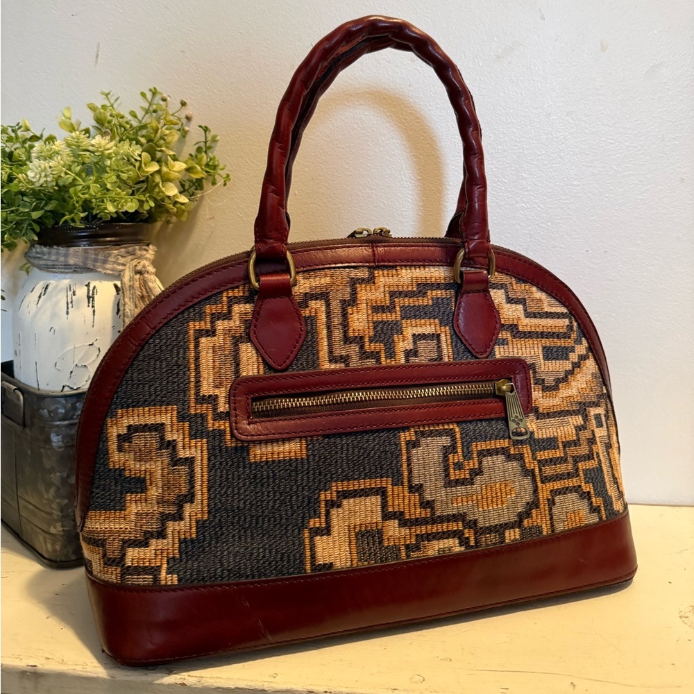 RARE  $199 PATRICIA NASH Tarma PERUVIAN TAPESTRY Blue Brown  Style # P482218 - Picture 2 of 11